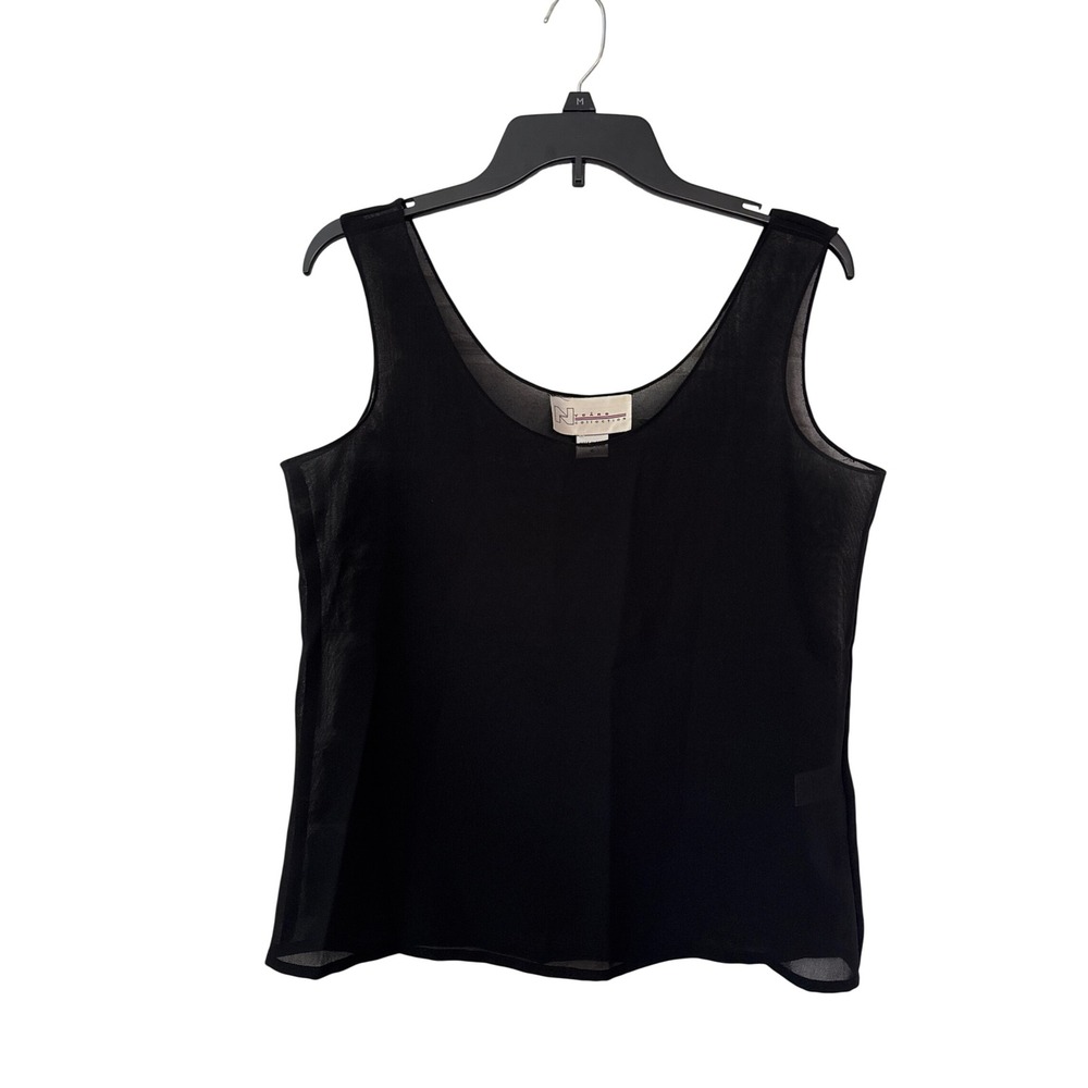 Nygard Collection Womens Black Sheer Scoop Neck Tank Top Blouse Size 6 32115628